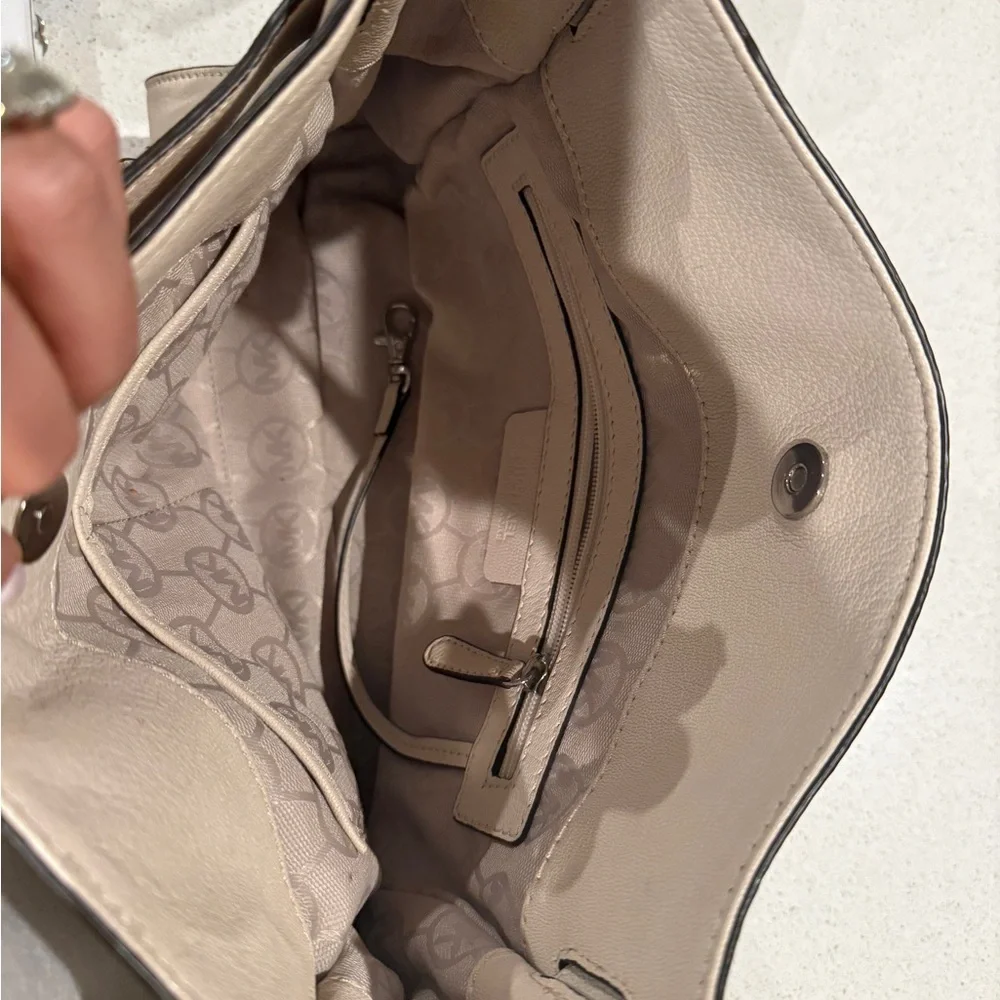 Michael Kors Cream Satchel with Silver Accents - Picture 7 of 10